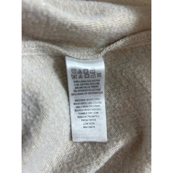 Tahari Kid Baby Girls Beige Neutral Dress Pink Bow Knit Metallic Shimmer Size 2T - Picture 4 of 7